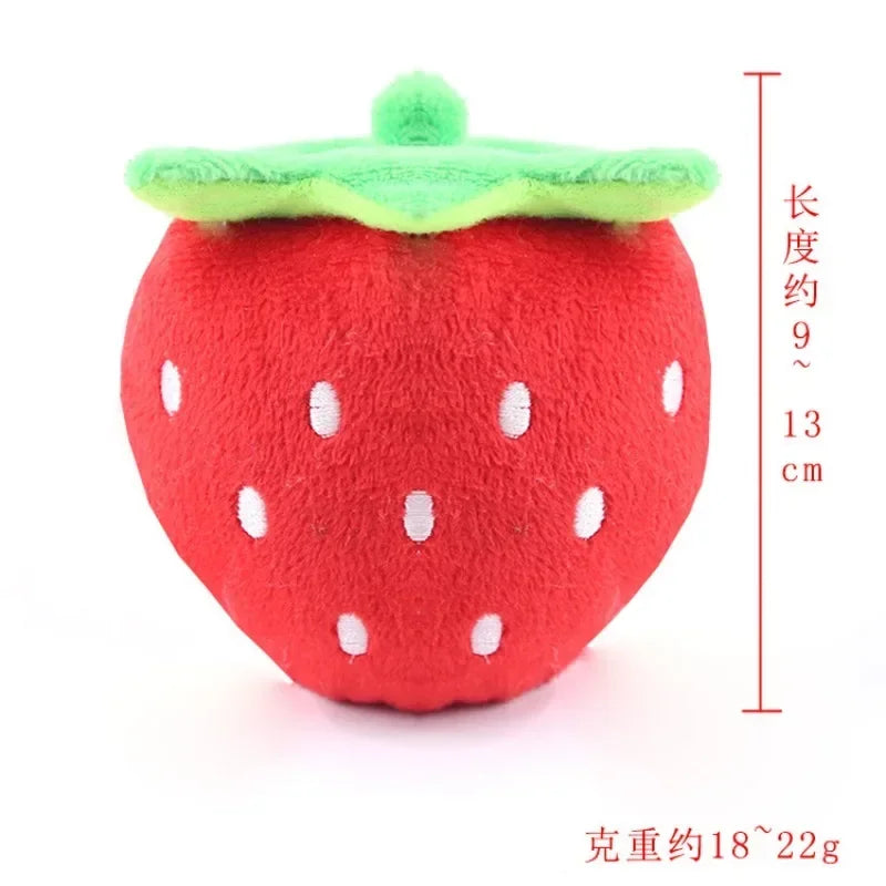 Strawberry Plush Squeaky Pet Toy For Dogs Cats Squeaker