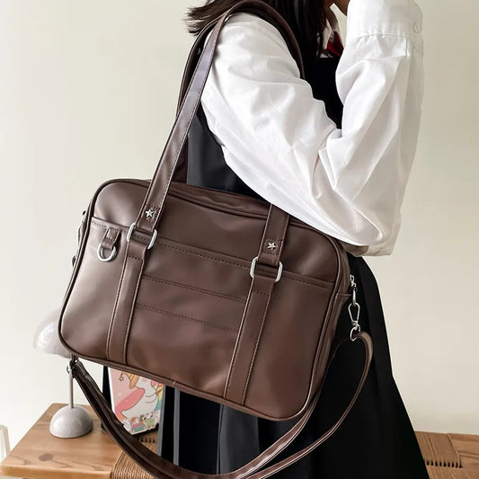 Japanese Style JK Bag For Women High School Uniform PU Leather Shoulder Bag Simple Crossbody Itabag