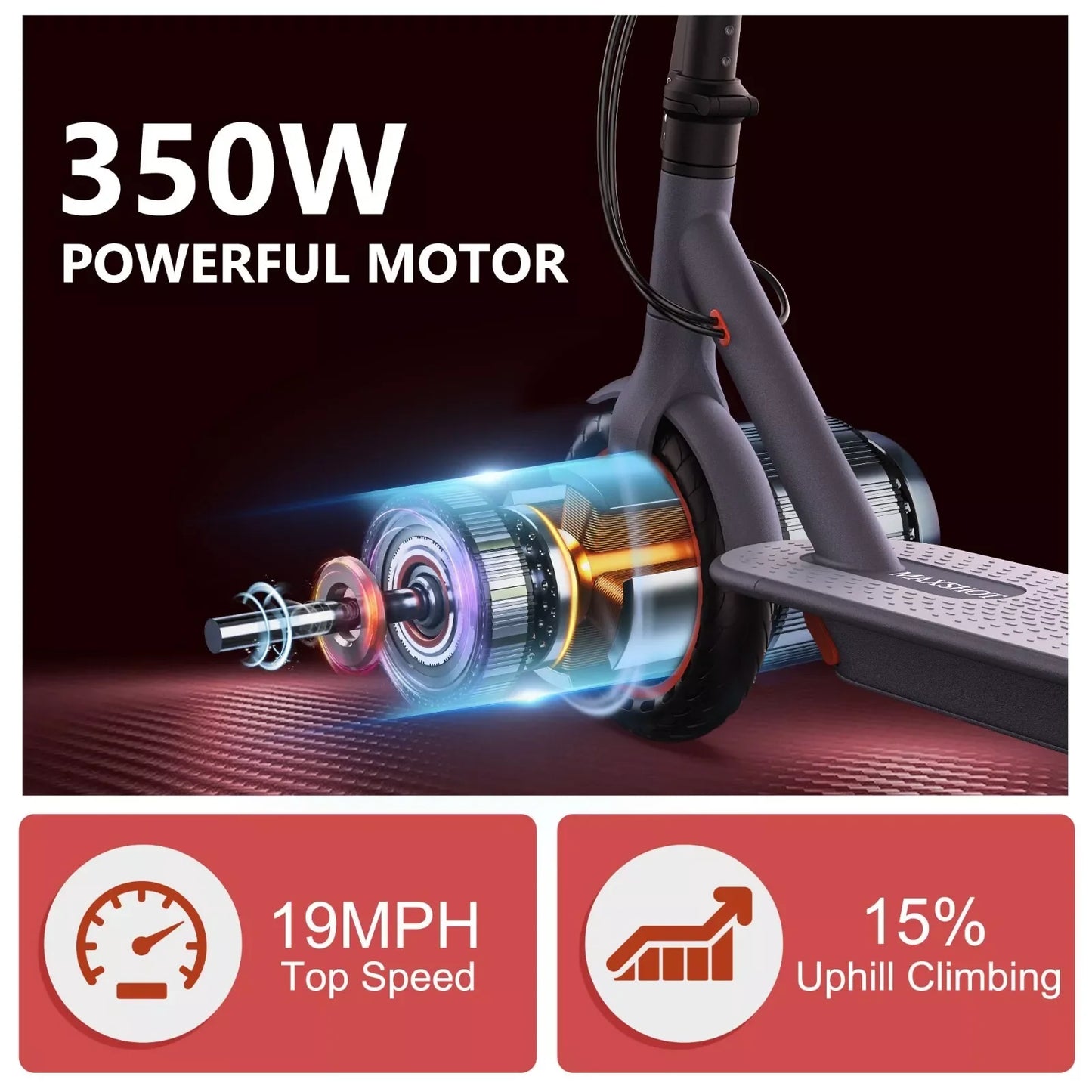 Ladped 350W Electric Scooter 19 MPH Folding Waterproof Shock Absorbing App