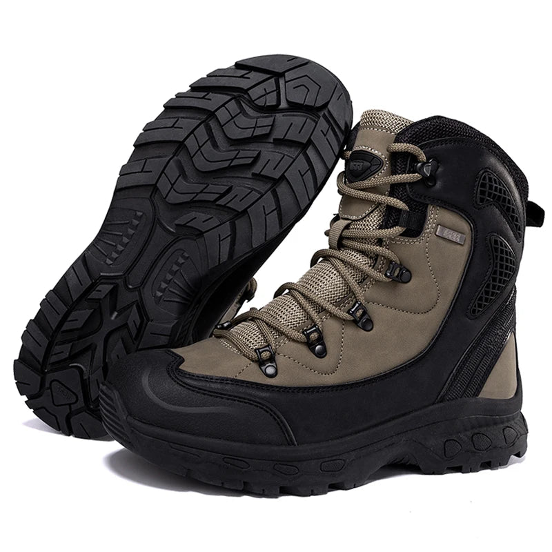 Mens Hiking Boots Waterproof Breathable Mountain Climbing Shoes Lace Up Outdoor