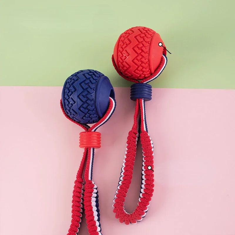 Interactive Training Rope Knot Dog Toy Ball for Puppies Chew Toy with String Molar Resistant Teeth Cleaning