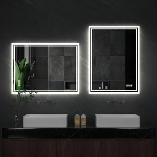 Luvodi 28x36 Inch Backlit Dimmable Defog Wall Mounted Bathroom Mirror