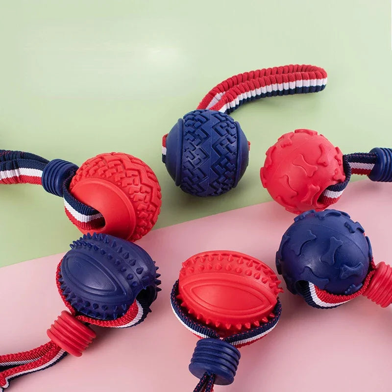 Interactive Training Rope Knot Dog Toy Ball for Puppies Chew Toy with String Molar Resistant Teeth Cleaning
