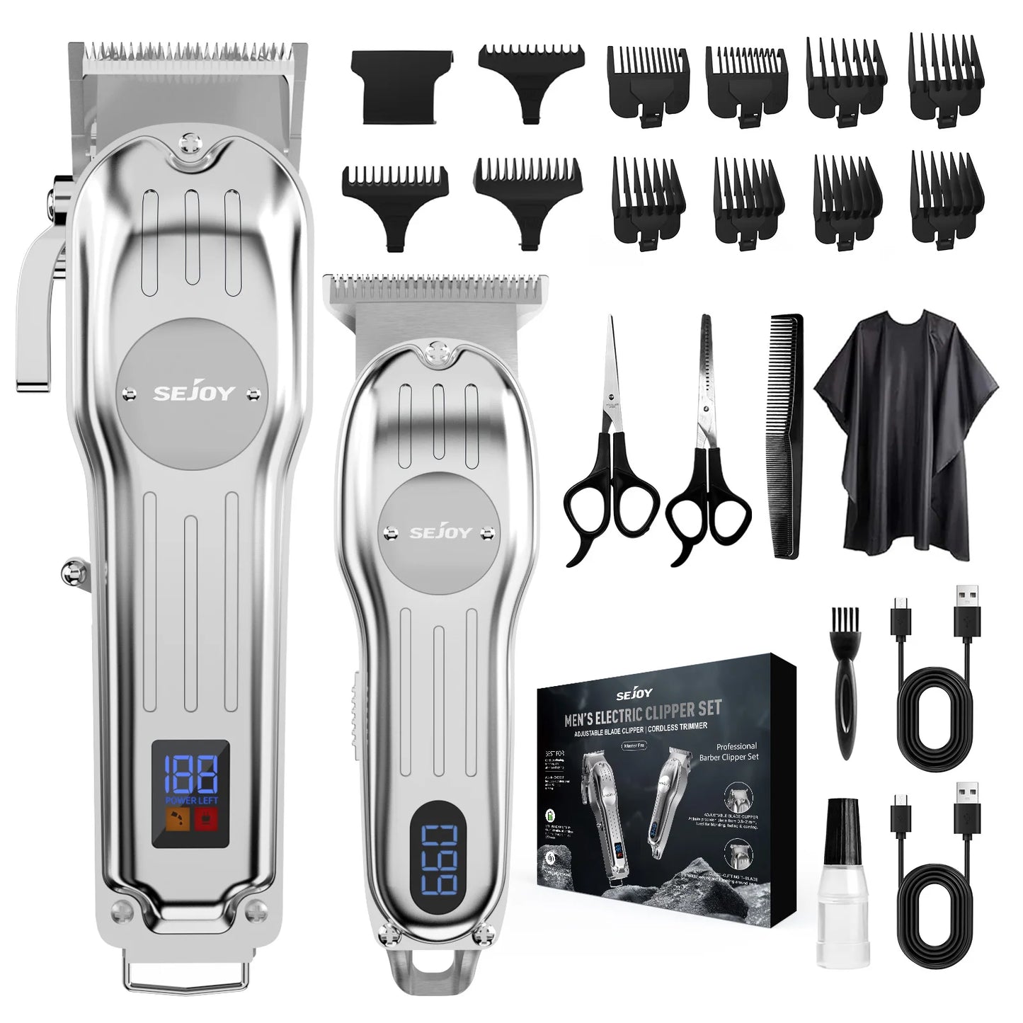 Sejoy Professional Hair Clipper Set Cordless Rechargeable For Men Barber