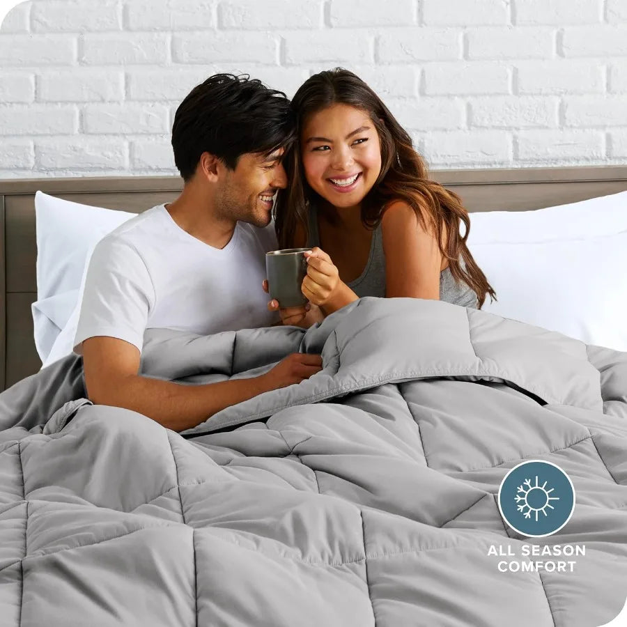 Queen Size UltraSoft Goose Down Alternative Comforter Set Coral Fleece Fabric