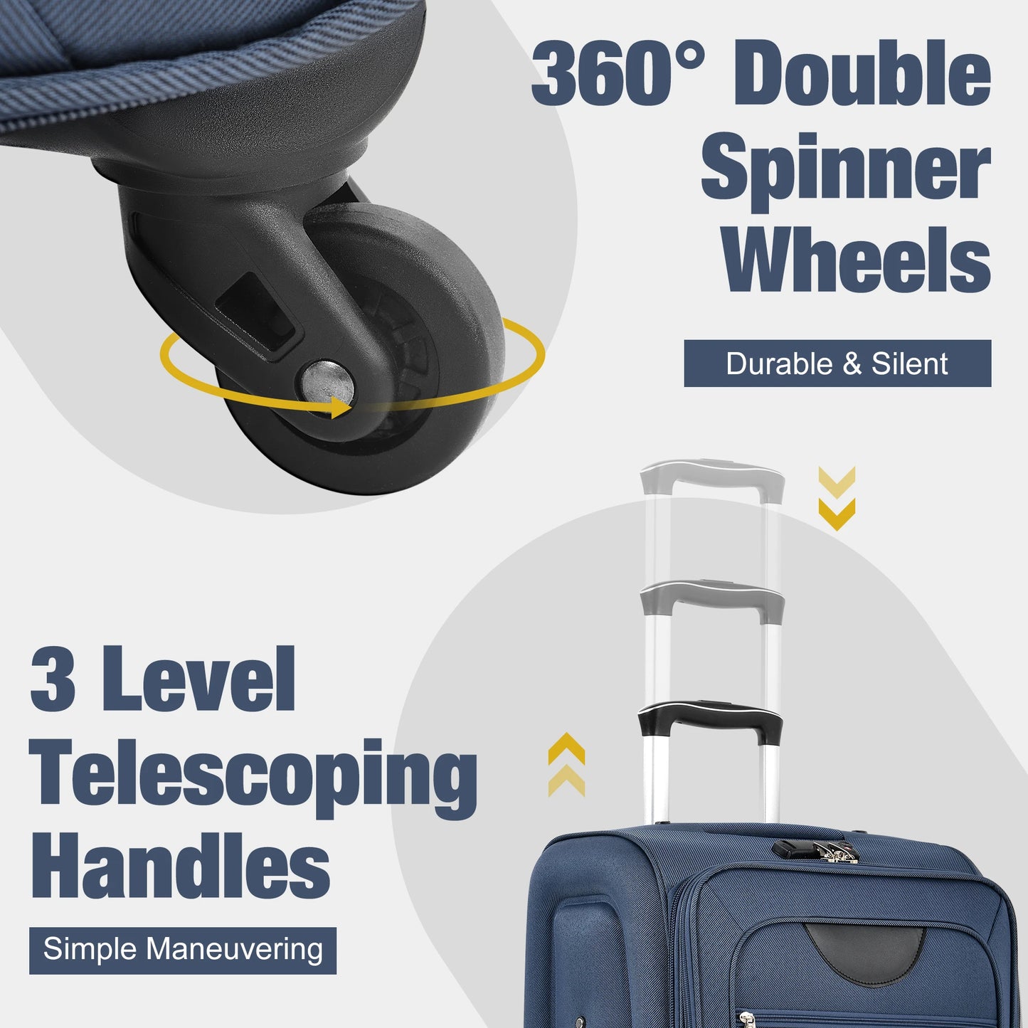 Softside Luggage Set 5 Piece Expandable Spinner Lightweight
