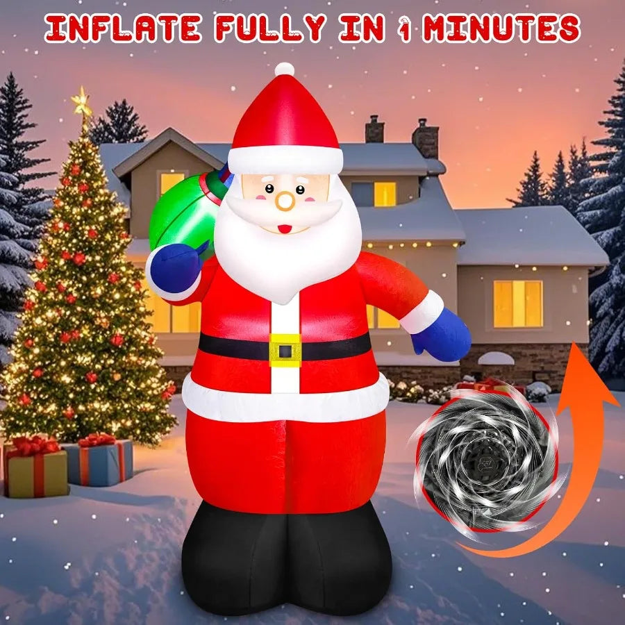 5ft Christmas Inflatable Santa Outdoor Decoration With Gift Bag And LED Lights
