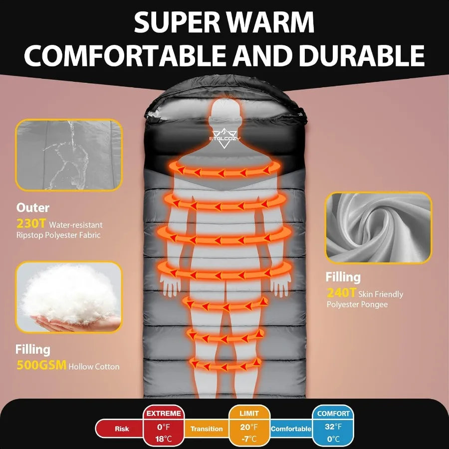 All Season Cotton Sleeping Bag for Adults Compact Sack