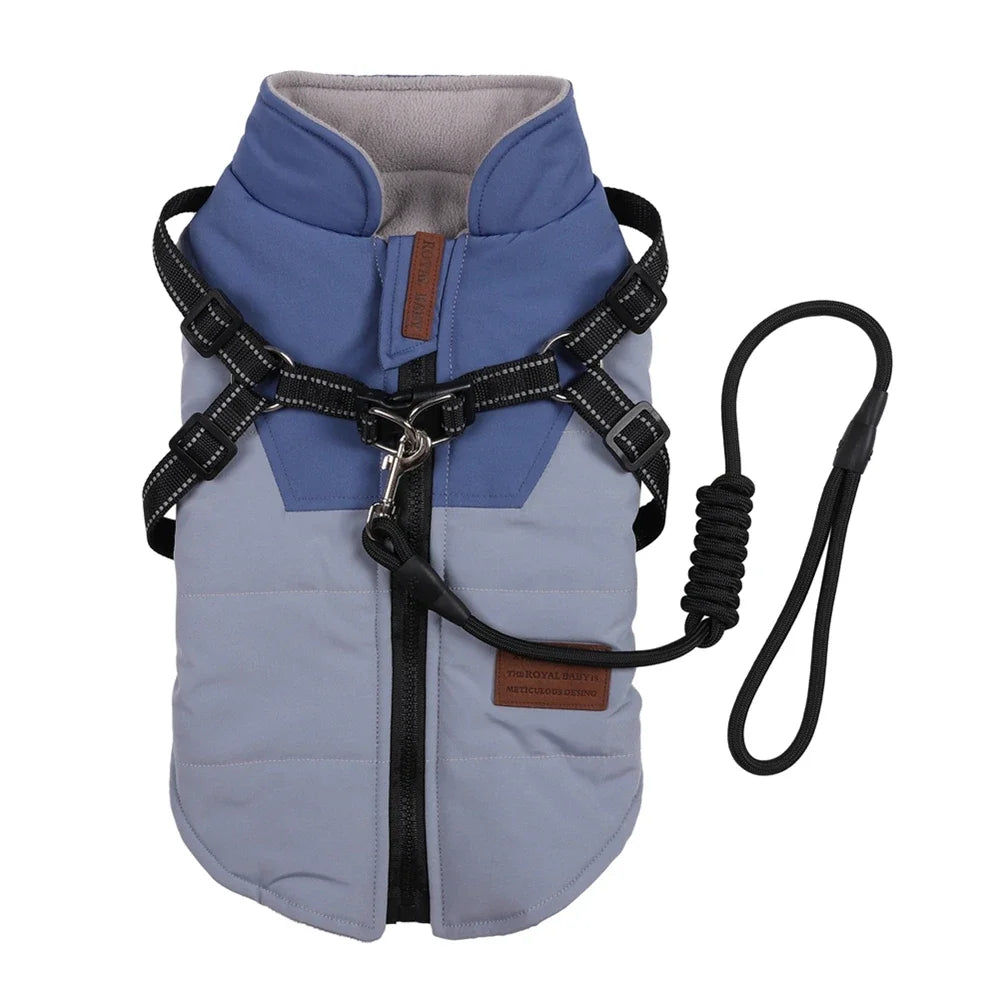 Winter Dog Jacket With Harness Waterproof Coat For Labrador French Bulldog