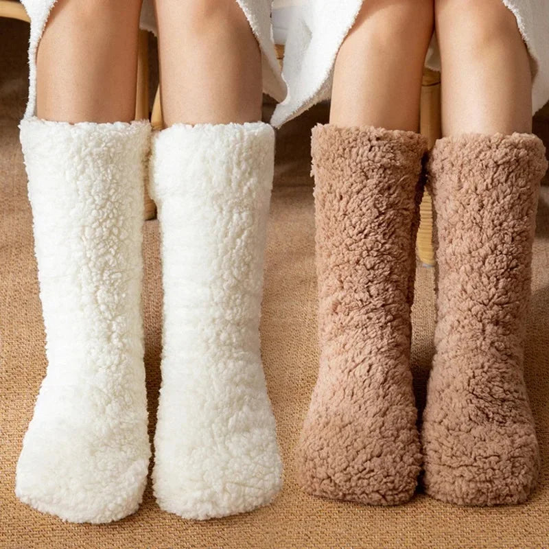 Women's Thickened Cashmere Floor Socks Thermal Velvet Sleep Socks Non-Slip Home Slippers & Leg Warmer
