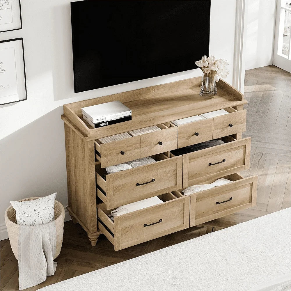 Wood Kids Dresser Six Drawer Changing Table Nursery Chest