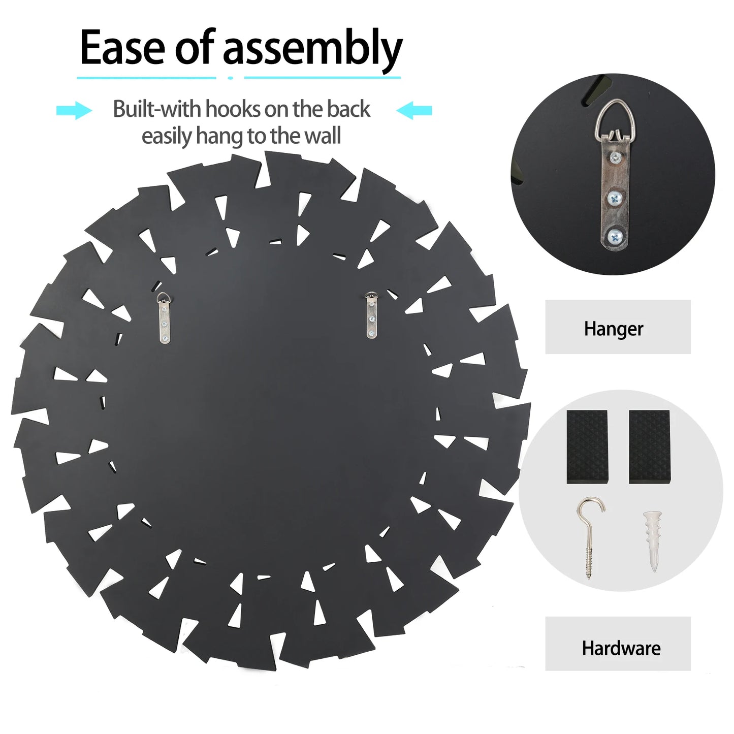 32 Inch Round Sunburst Mirror Beveled Silver Wall Decor