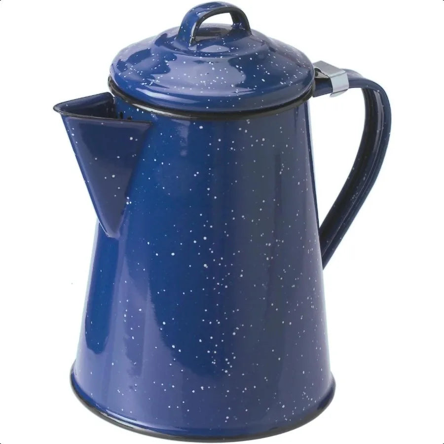 Enamel Coffee Pot 8 Cup for Camping and Farmhouse Use Stainless Steel Tea and Coffee Maker