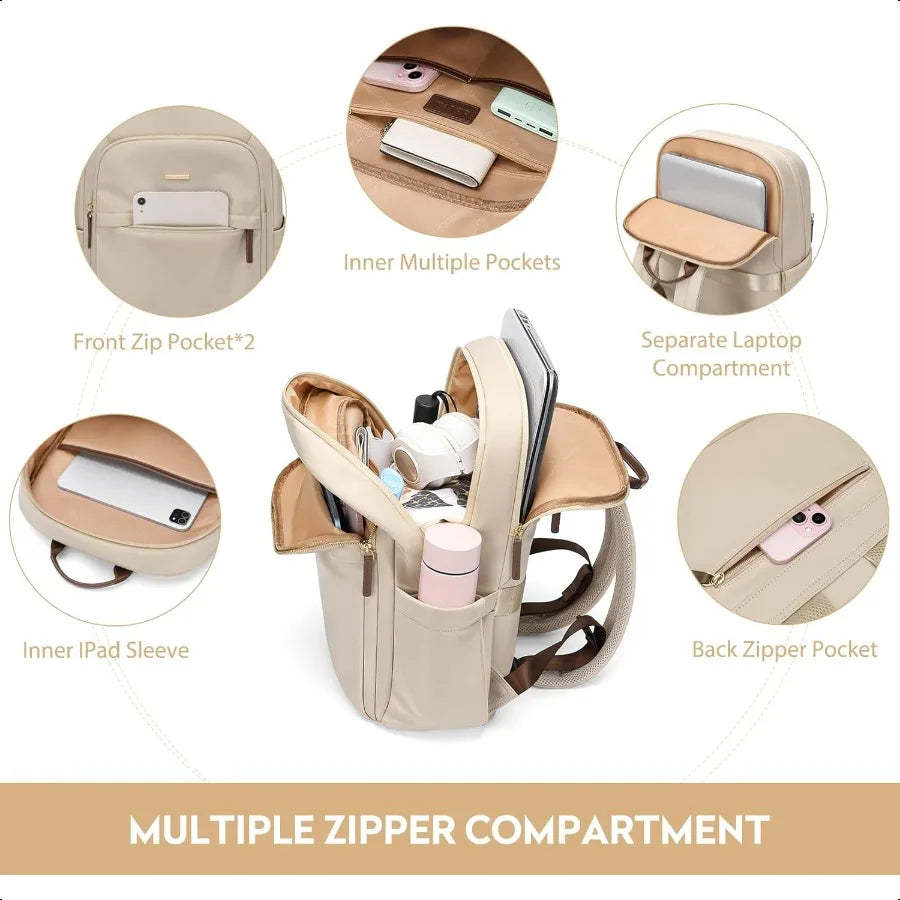 Apricot 16 Inch Multilayer Laptop Weekender Hiking Backpack