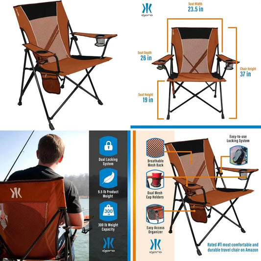 Victoria Desert Orange Dual Lock Camping Chair Portable