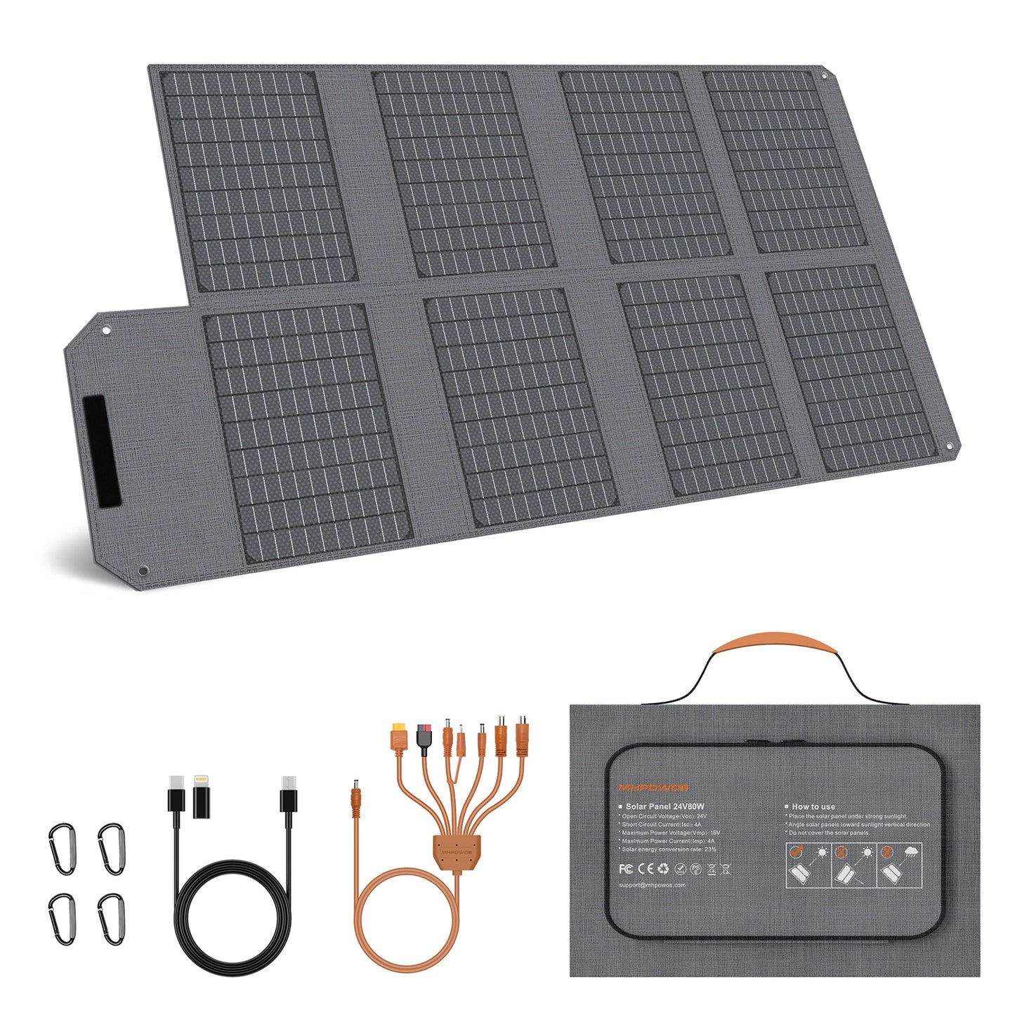 MHPOWOS Foldable Solar Panel 120W 80W 40W High Efficiency Charger RV Camping