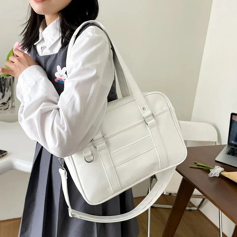 Japanese Style JK Bag For Women High School Uniform PU Leather Shoulder Bag Simple Crossbody Itabag