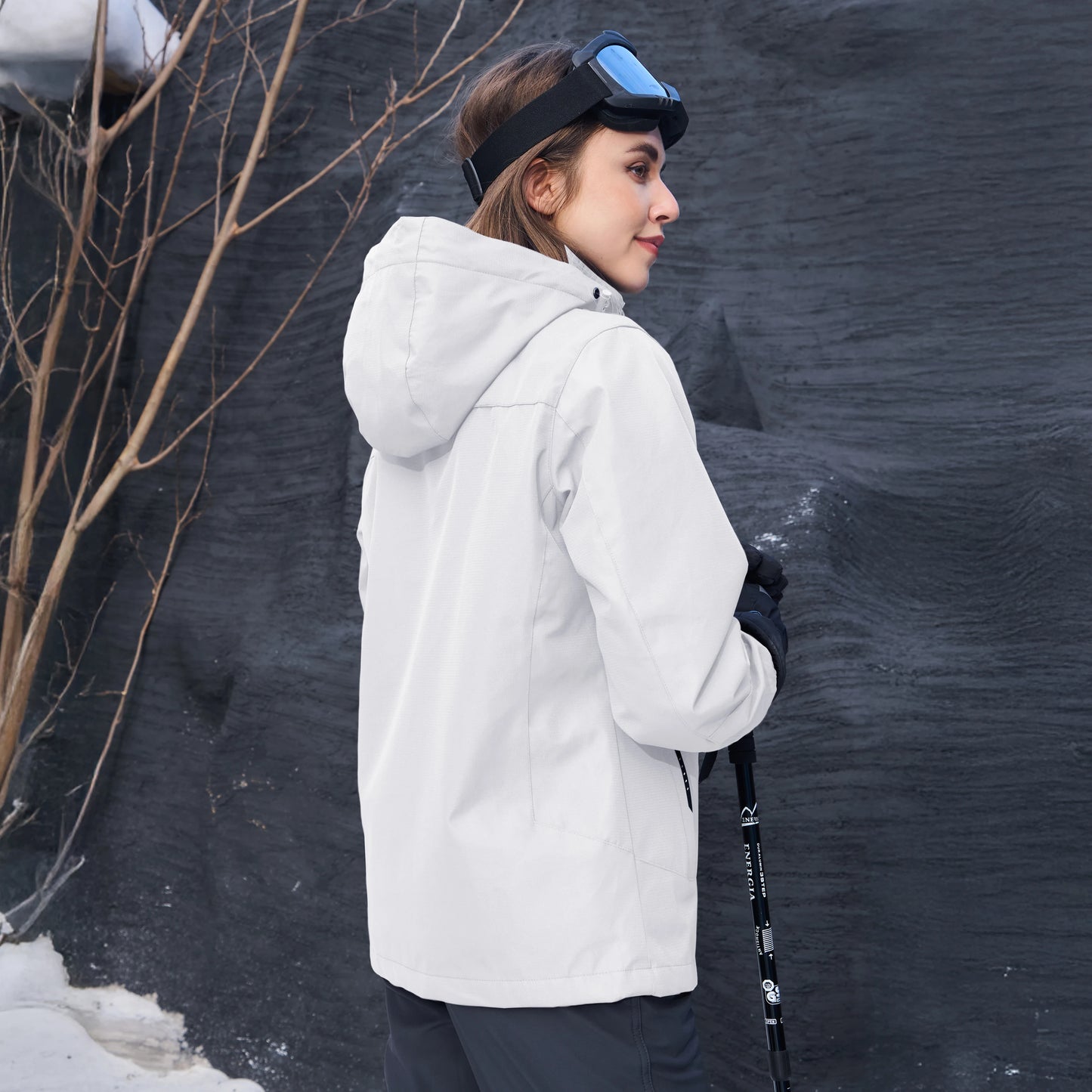 Women's 3 In 1 Waterproof Windproof Fleece Ski Snowboard Jacket Hooded Parka