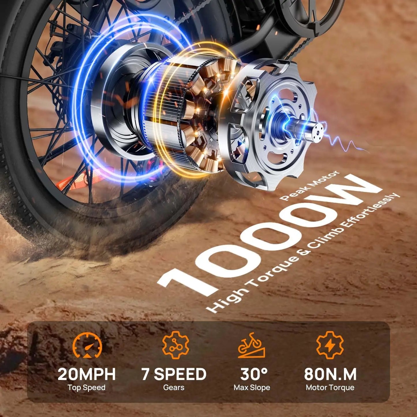 URLIFE 1000W E20 Electric Bike 48V 13Ah Dual Disc Brake