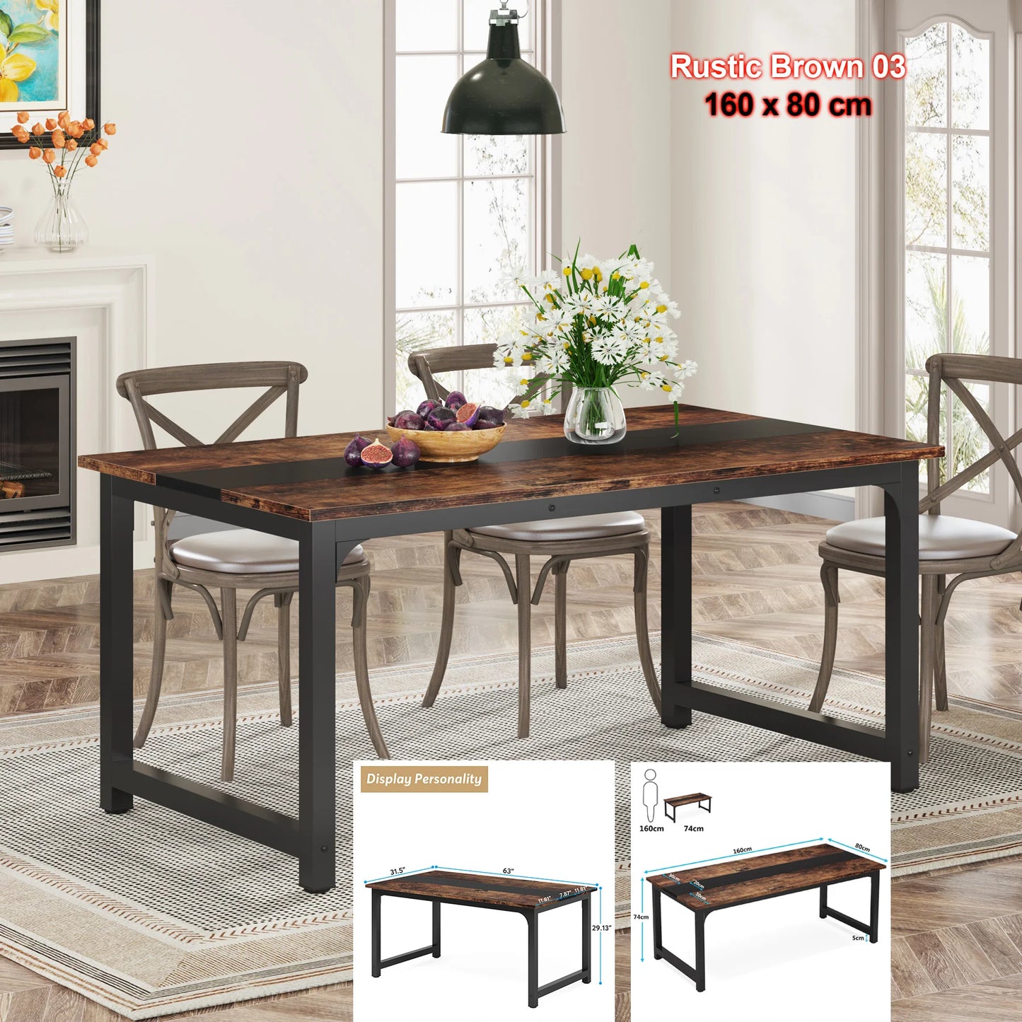 Tribesigns Dining Table Industrial Kitchen Table For Six To Eight People