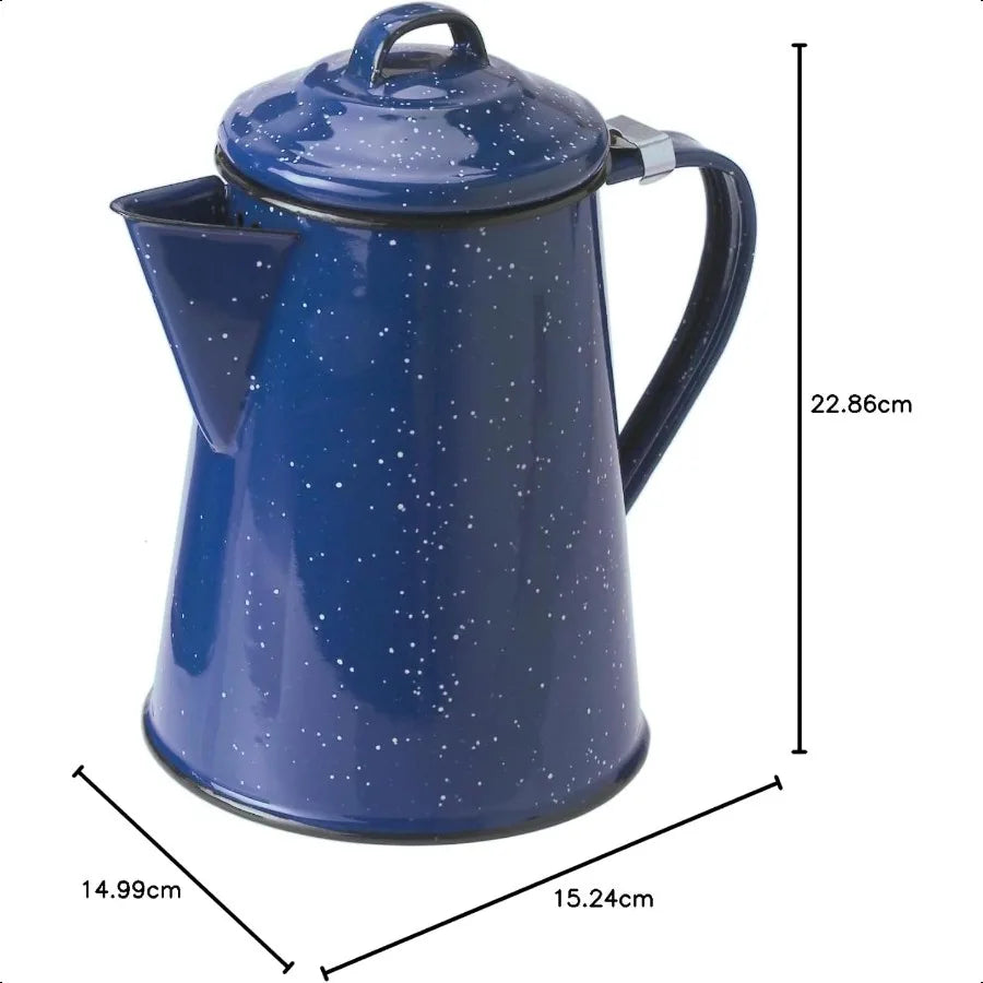 Enamel Coffee Pot 8 Cup for Camping and Farmhouse Use Stainless Steel Tea and Coffee Maker