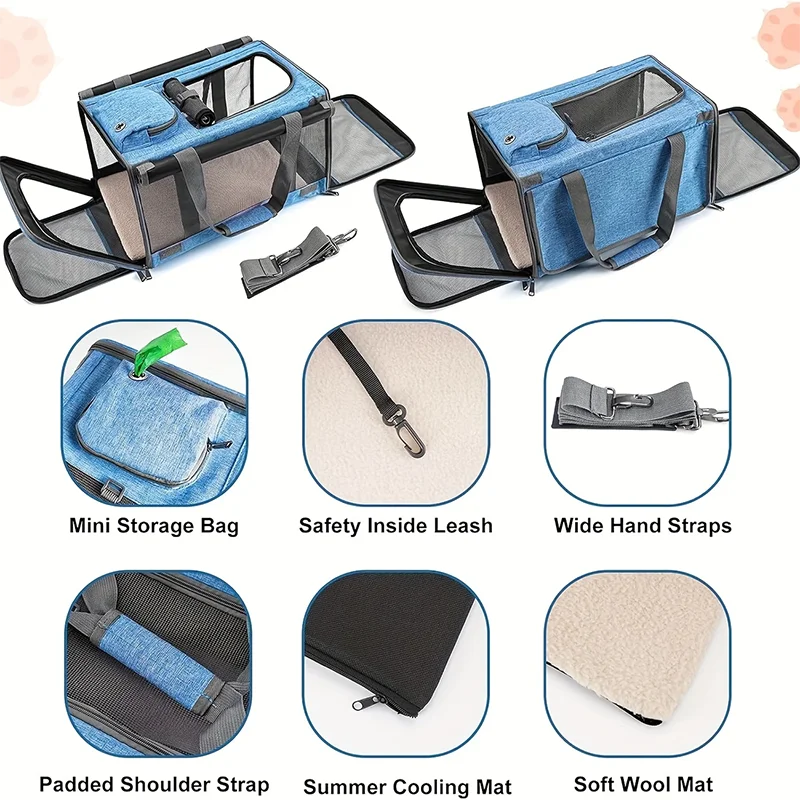 Breathable All Round Pet Carrier Bag For Cats And Dogs Portable Airline Approved