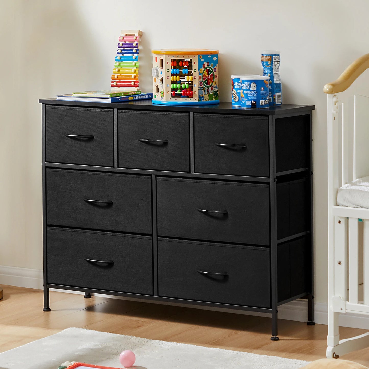 JHK Dresser For Bedroom With 7 Fabric Drawers Organizer Storage Closet Chest Clothes For Living Room Display Cabinet