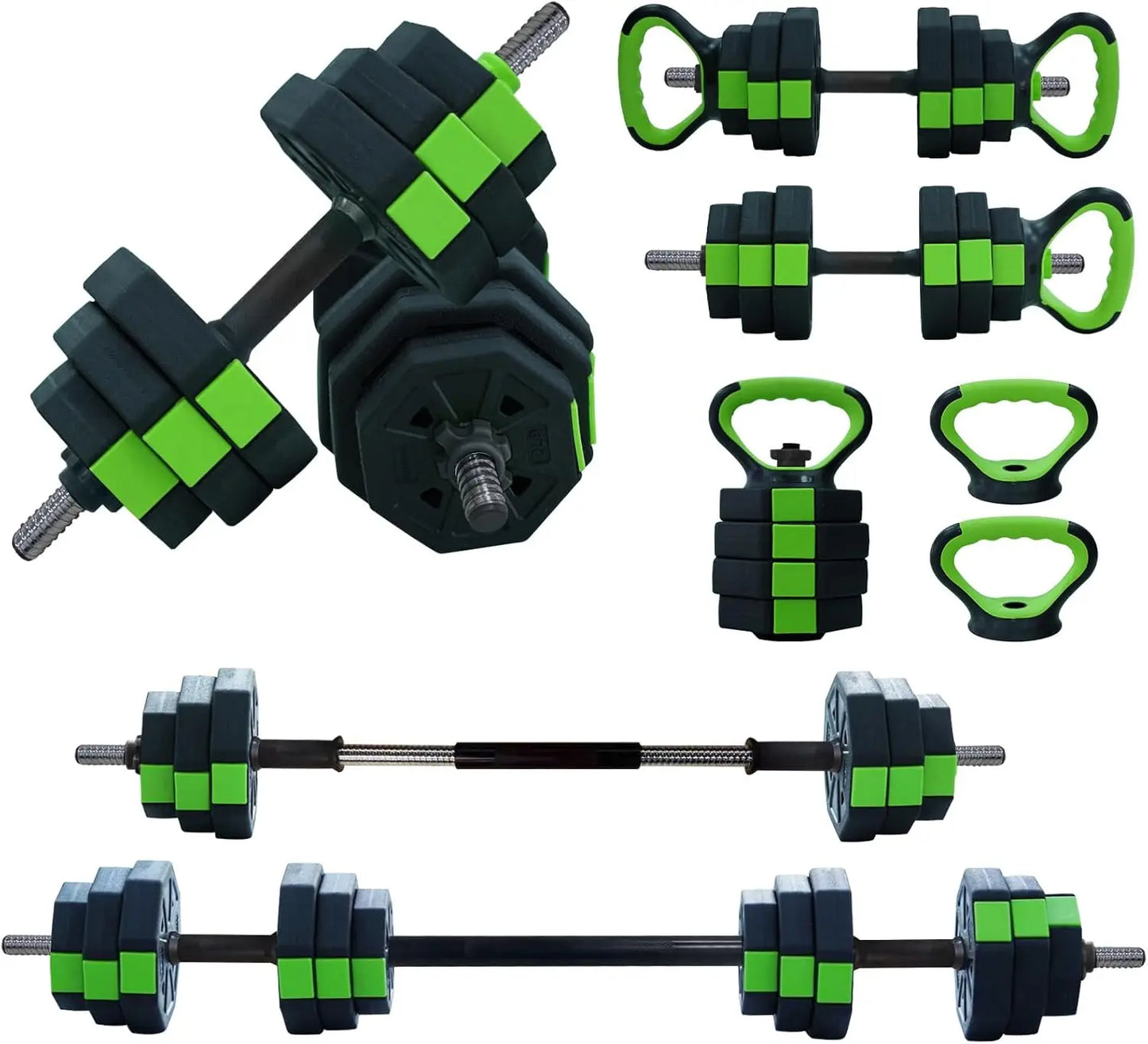 4 In 1 Adjustable Dumbbell Set 44 Lbs Kettlebell Barbell