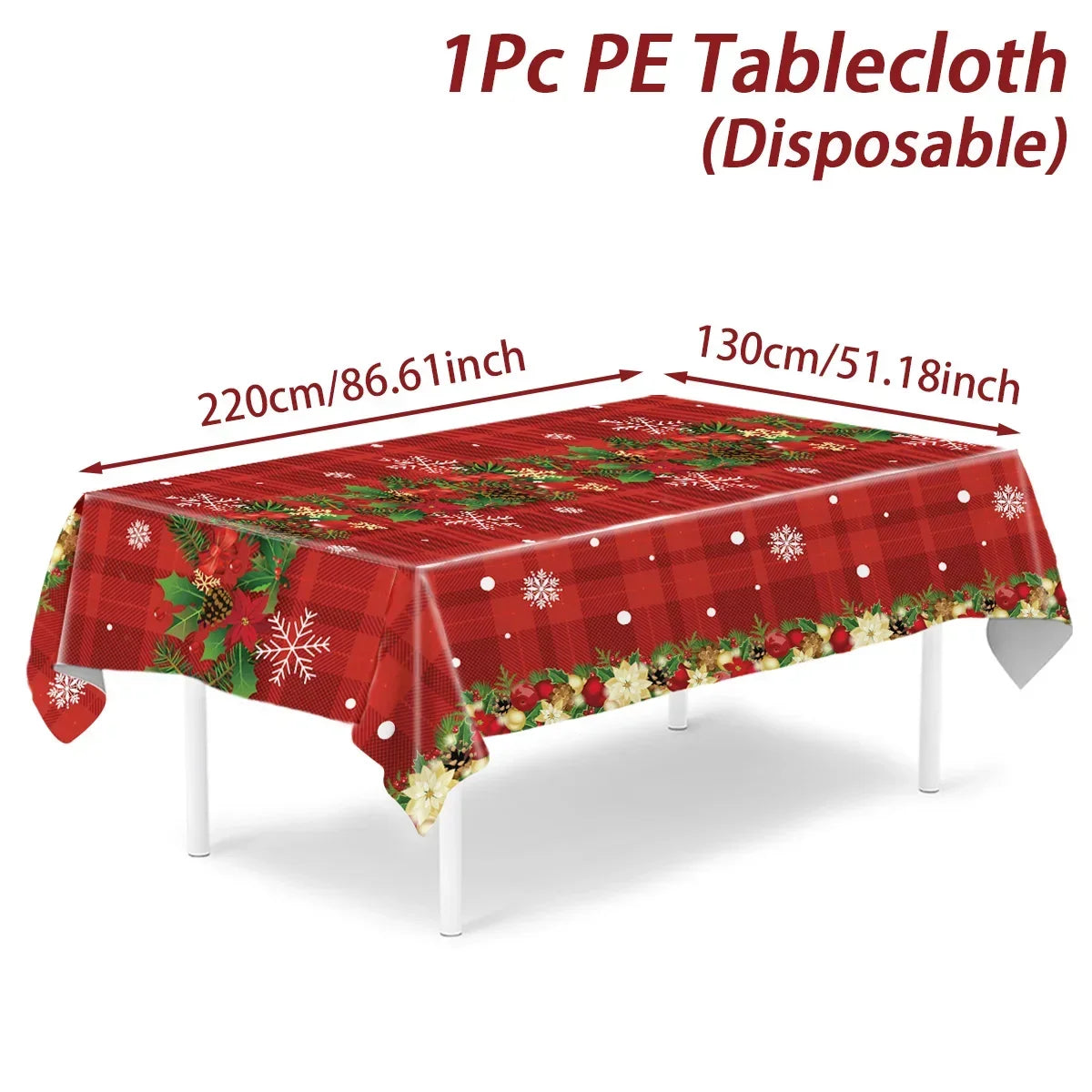 Christmas Snowflake Plastic Tablecloth For Navidad Natal And New Year Decor