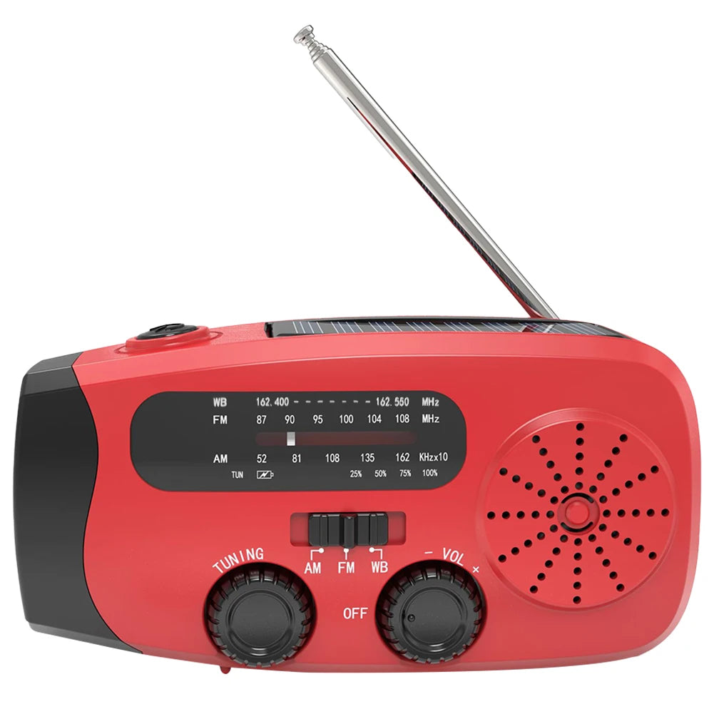 Portable Solar Hand Crank Radio With LED Lights USB Charger