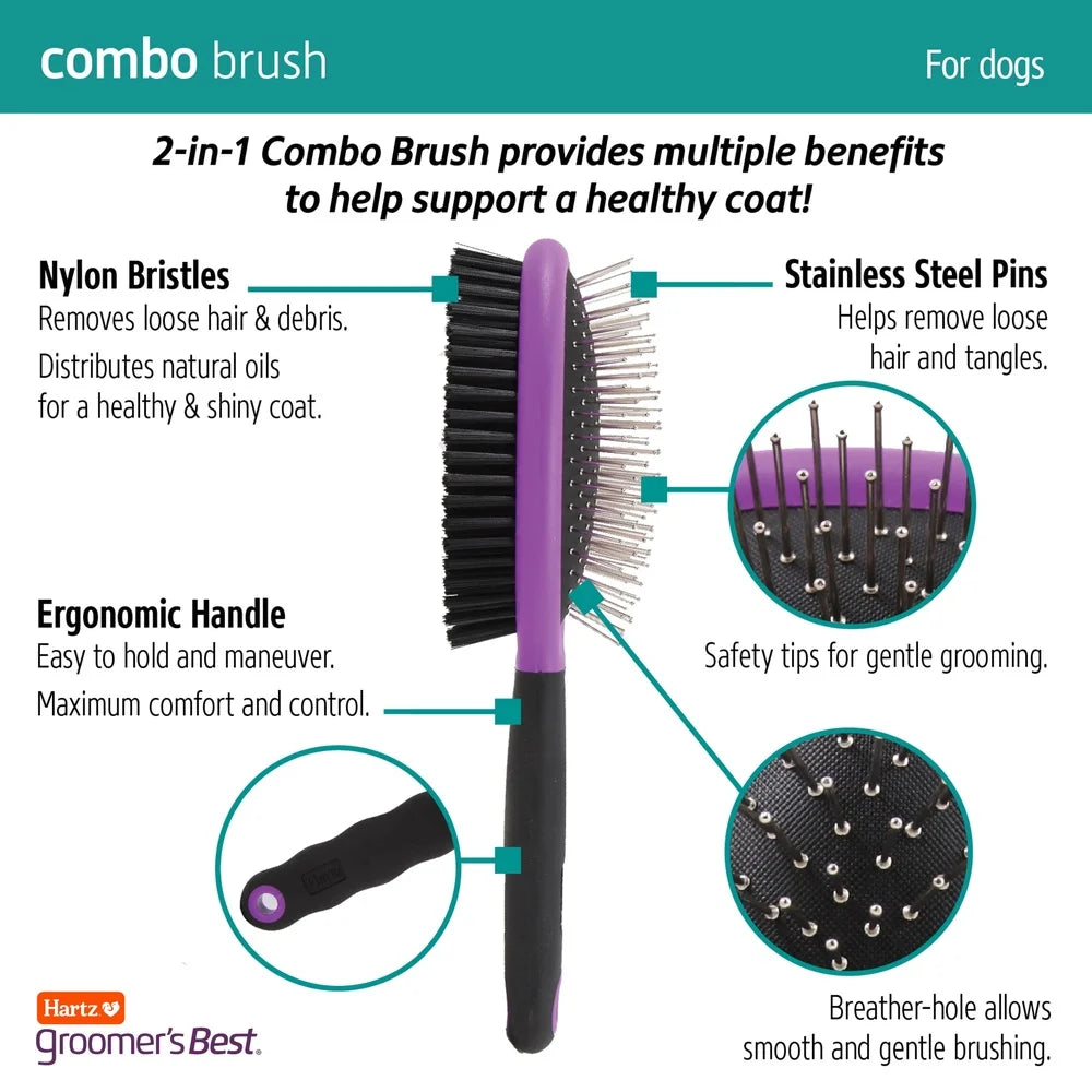 Dog Grooming Detangling Brush Double Sided Nylon Bristles
