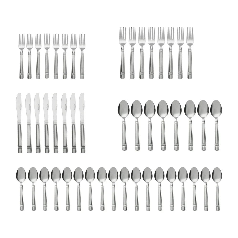 Elegant 49 Piece Stainless Steel Flatware Set With Organizer Tray For 8