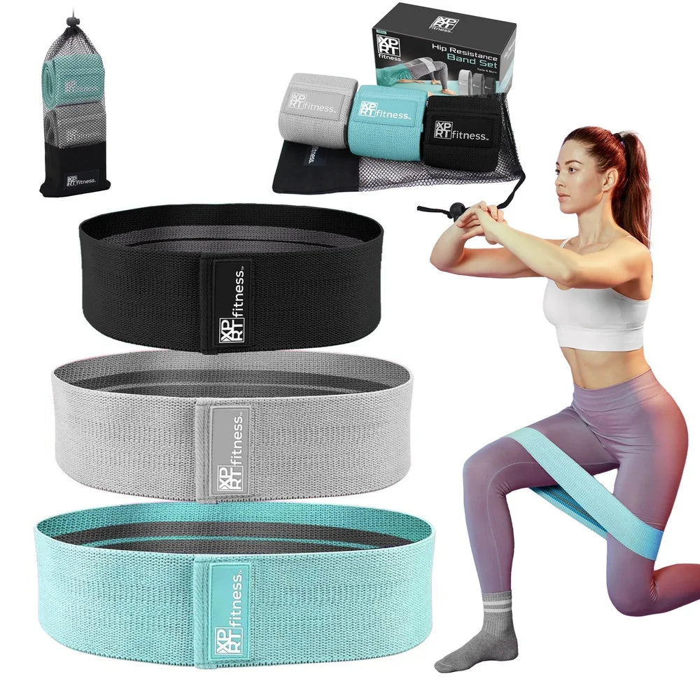 Resistance Bands Set of 3 Anti Slip Booty Bands With Pouch