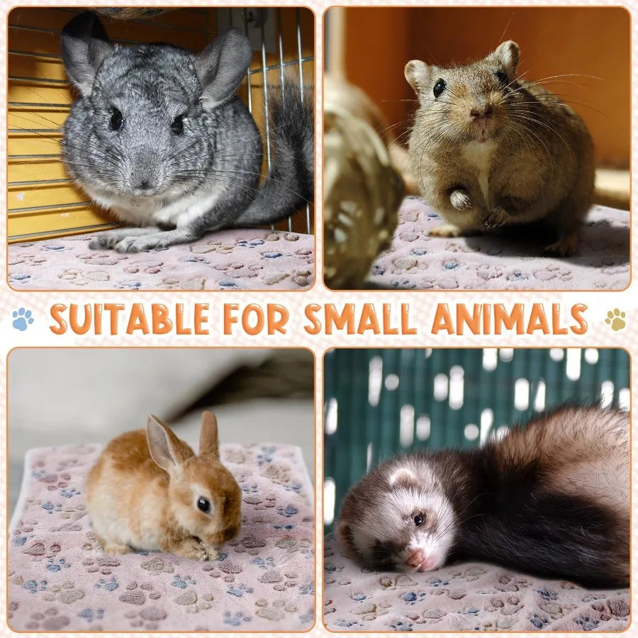 4 Pcs Dog Blanket Set Paw Print Fleece Soft Warm Sleep Mat for Pets