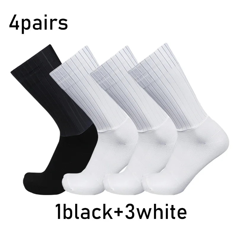 Aero Pure Color Cycling Socks Set 4 Pairs Non Slip Cool