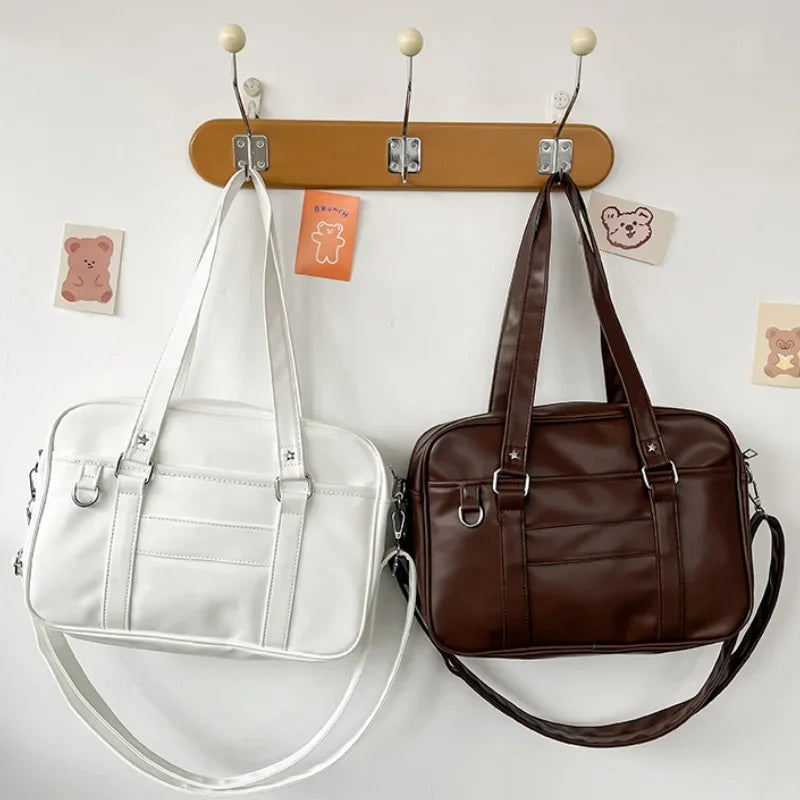 Japanese Style JK Bag For Women High School Uniform PU Leather Shoulder Bag Simple Crossbody Itabag