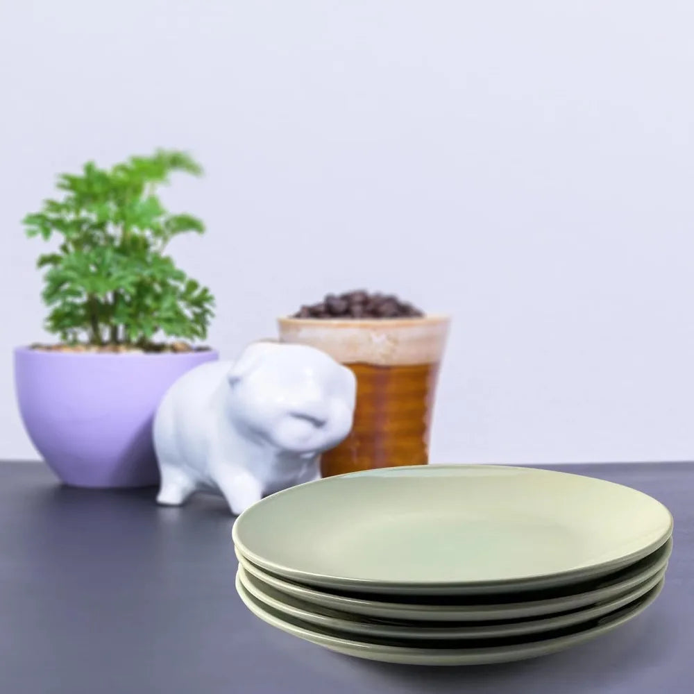 16-Piece Khakee Ceramic Dinner Set – Stoneware Plates, Bowls & Mugs – Modern Solid Colour Tableware for 4 – Microwave & Dishwash