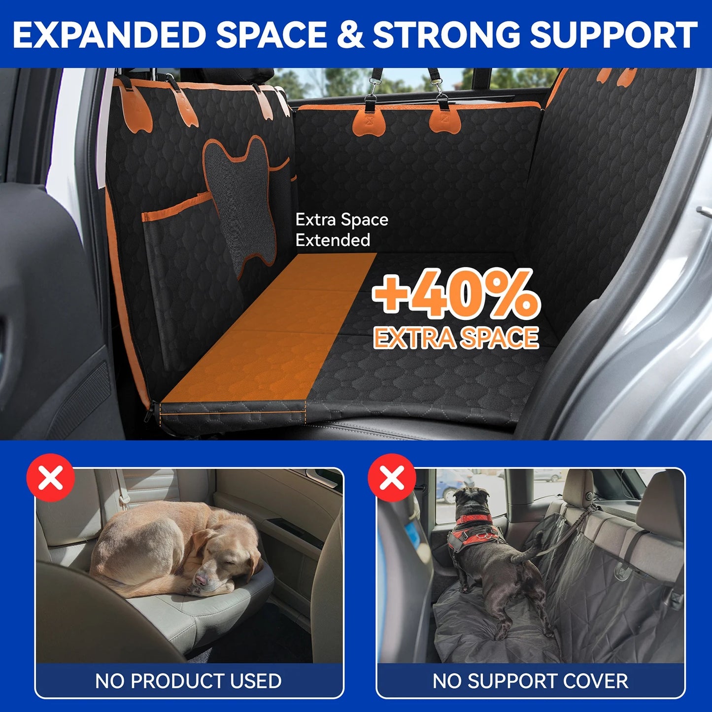 Heavy Duty 6 Layer Dog Car Seat Cover With Expanded Space And Strong Support For Full Size SUVs And Trucks