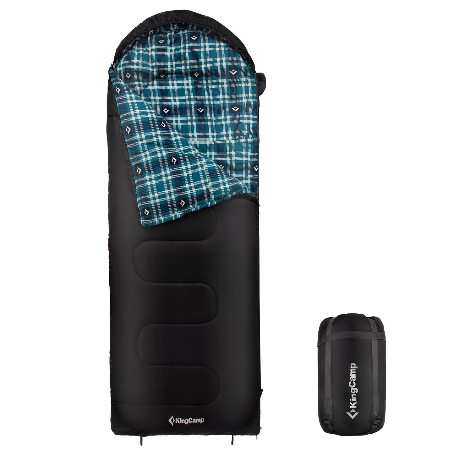 KingCamp Envelope Hooded Sleeping Bag, Cold Weather Ultralight Sleeping Bag With Compression Sack For Backpacking, Camping