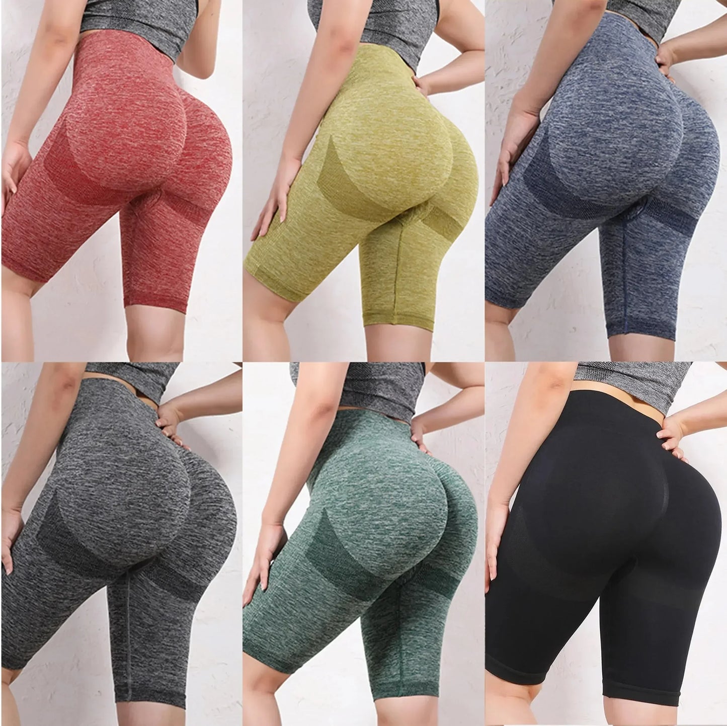 Women Elastic Yoga Shorts High Waist Seamless Tummy Control