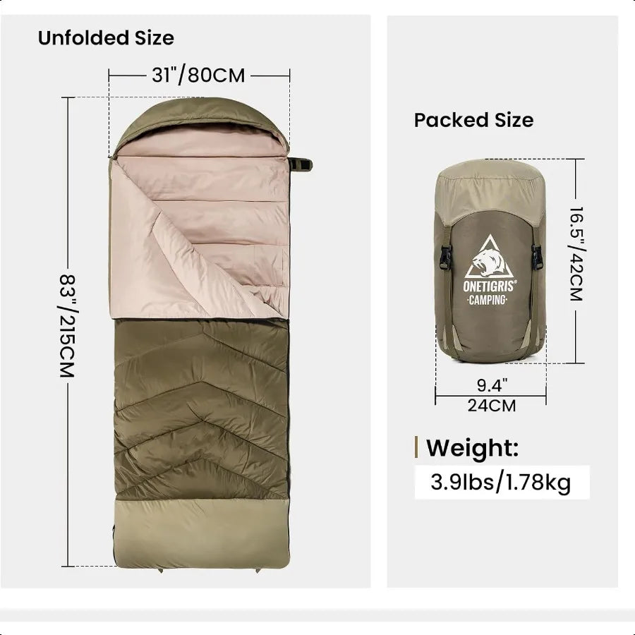 Trailnap 3 Season Extra Wide Cotton Sleeping Bag for Camping Backpacking Travel Outdoor Activities