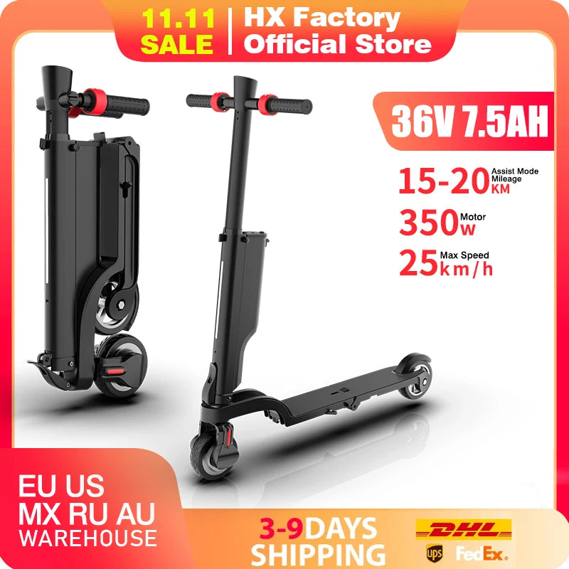 HX Foldable Electric Scooter 350W 25 Kmh 36V For Adults 5.5 Inch
