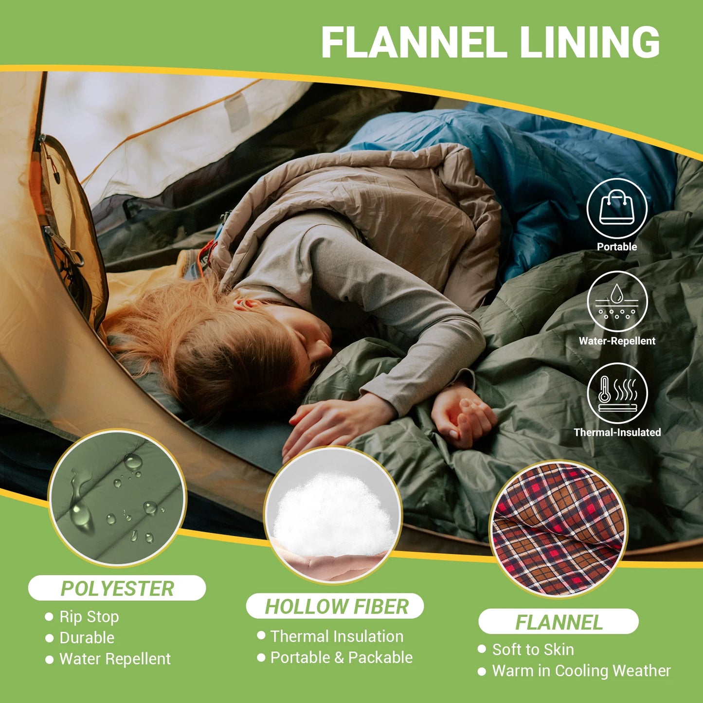 KingCamp Waterproof Flannel Sleeping Bag For Adults XL