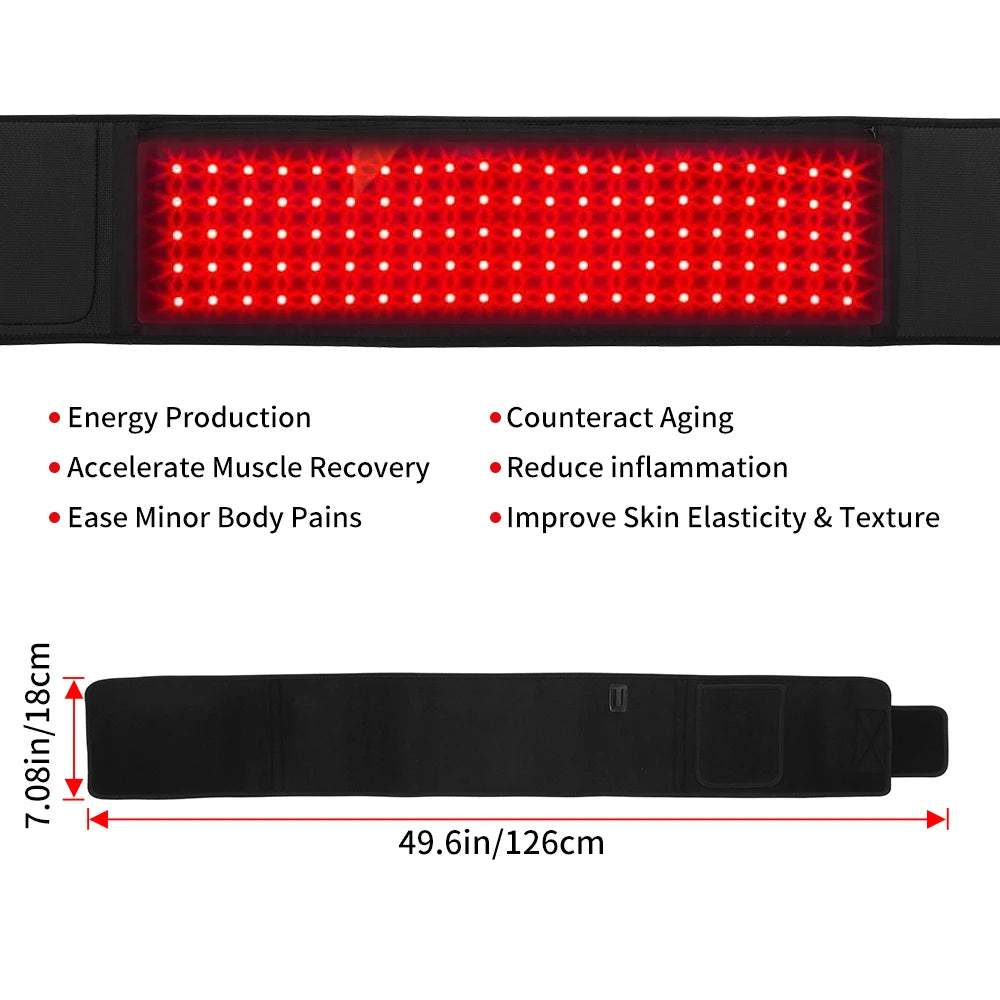Red Light Therapy Belt 660nm 850nm Near Infrared For Body Relaxation Muscle Inflammation Pain Relief Improve Circulation