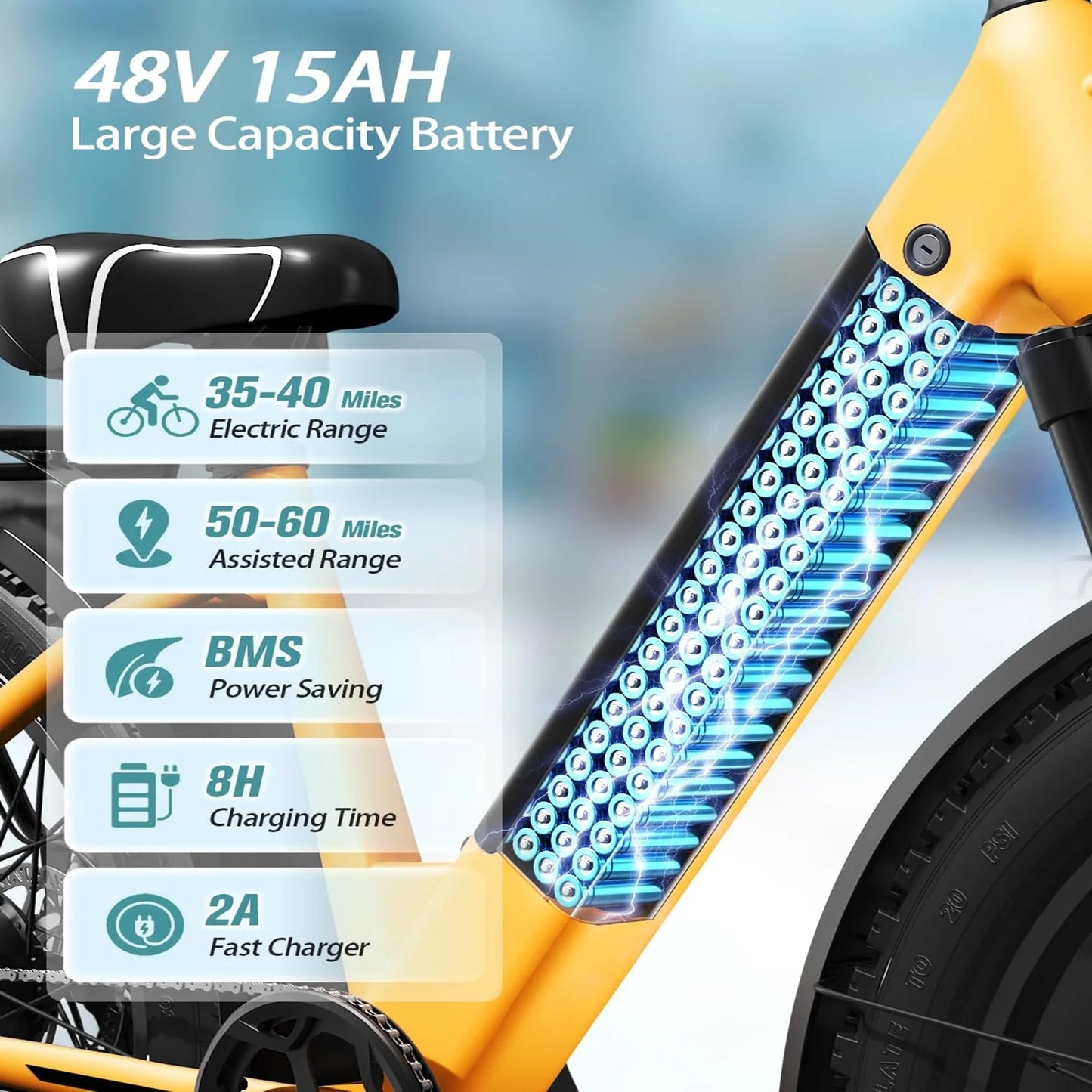 PUCKIPUPPY Samoyed Electric Bike 960W Peak 28 MPH Commuter E Bike 26 Inch Fat Tire Electric Bicycle 2 Year Warranty