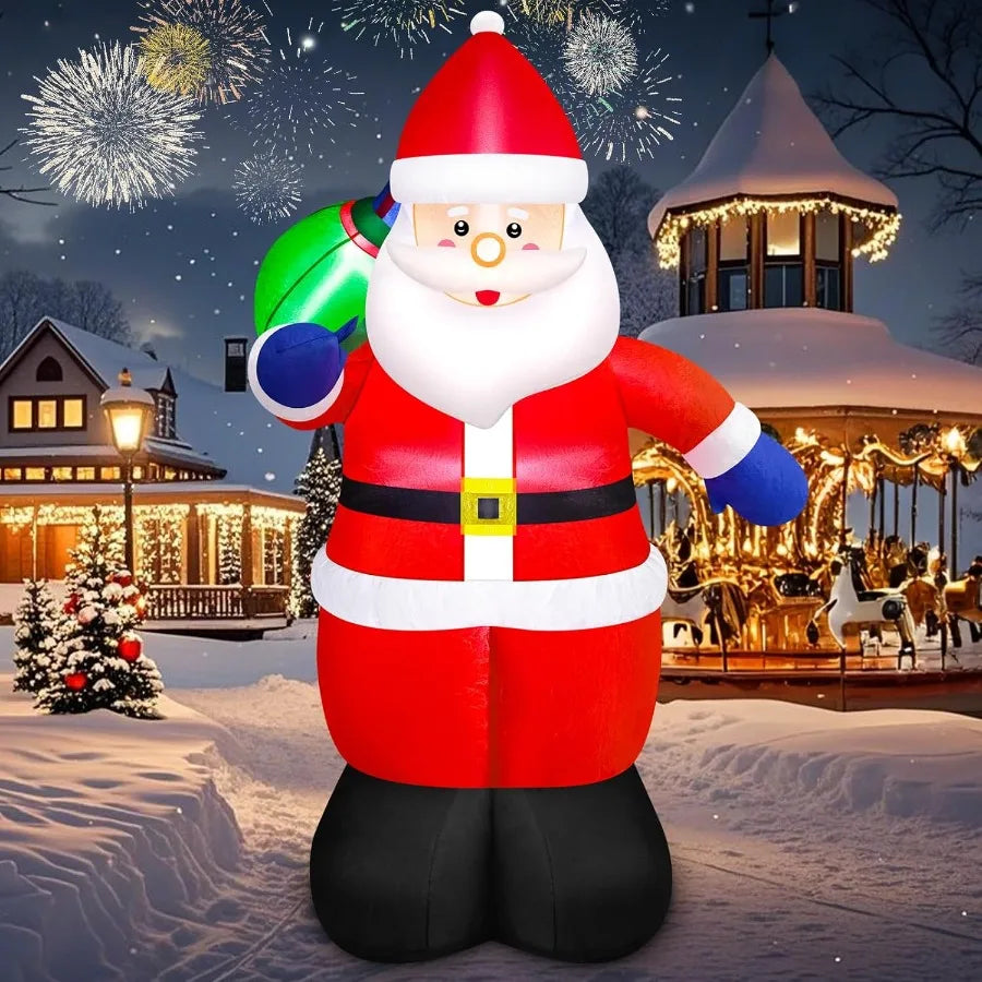 5ft Christmas Inflatable Santa Outdoor Decoration With Gift Bag And LED Lights
