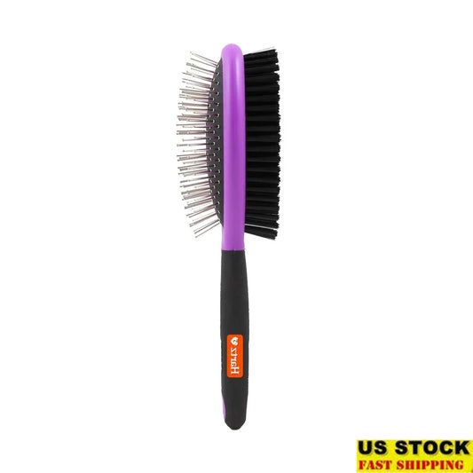 Dog Grooming Detangling Brush Double Sided Nylon Bristles