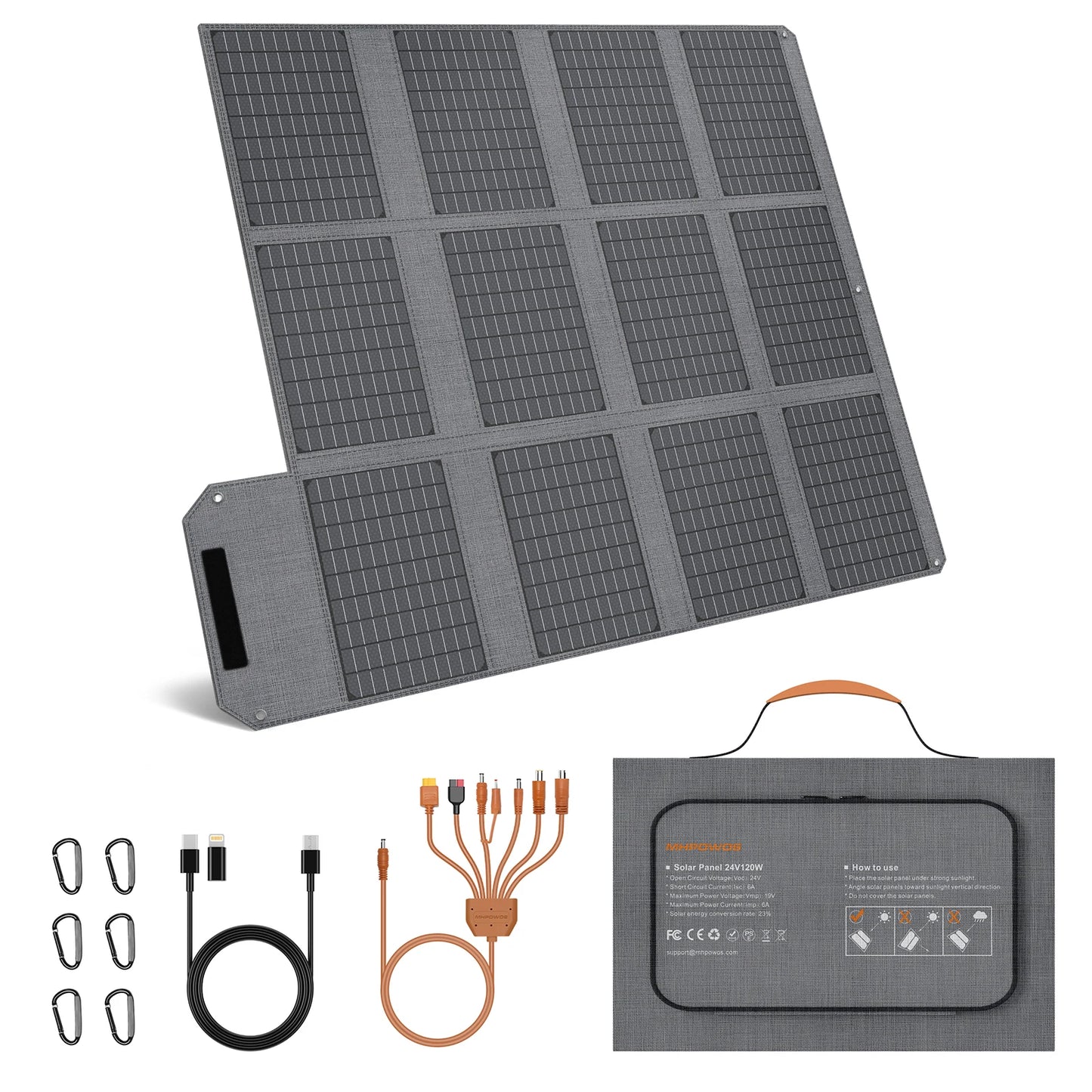 MHPOWOS Foldable Solar Panel 120W 80W 40W High Efficiency Charger RV Camping
