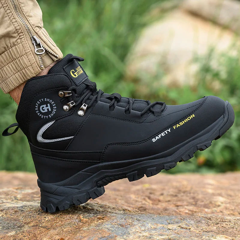 Men Steel Toe Safety Boots High Top Waterproof Work Shoes