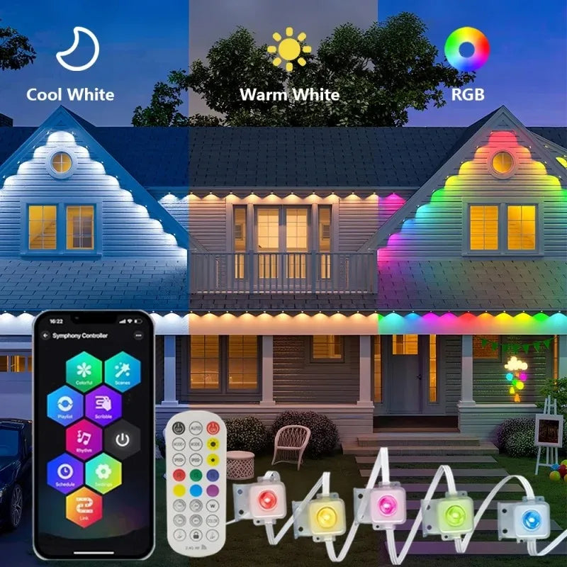MIMIRGB Smart Eave Lights IP67 Waterproof LED String Lights Christmas Decor